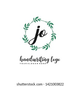 initials letter JO handwriting logo vector template