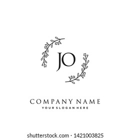 initials letter JO handwriting logo vector template