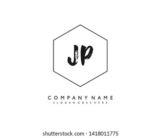 initials letter JP handwriting logo vector template