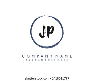 initials letter JP handwriting logo vector template