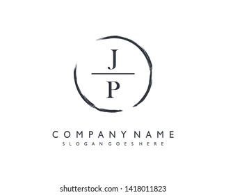 initials letter JP handwriting logo vector template