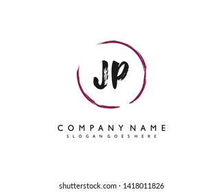 initials letter JP handwriting logo vector template