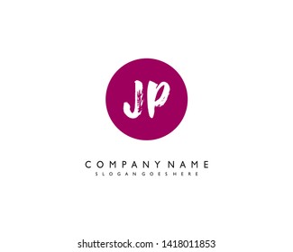 initials letter JP handwriting logo vector template