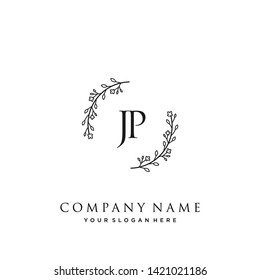 initials letter JP handwriting logo vector template