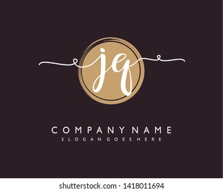 initials letter JQ handwriting logo vector template