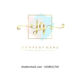initials letter JQ handwriting logo vector template