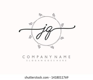 initials letter JQ handwriting logo vector template