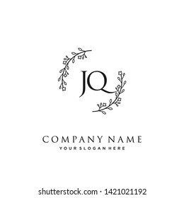initials letter JQ handwriting logo vector template
