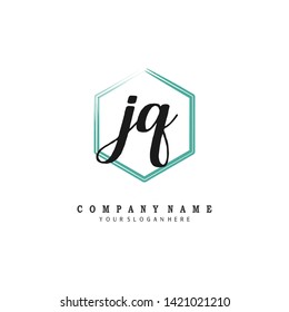 initials letter JQ handwriting logo vector template