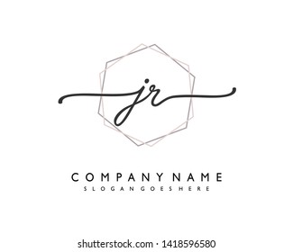 initials letter JR handwriting logo vector template