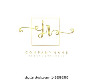 initials letter JR handwriting logo vector template