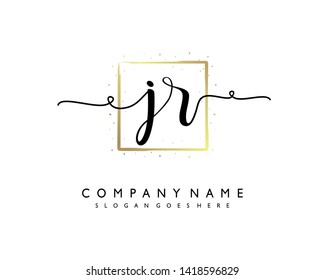 initials letter JR handwriting logo vector template
