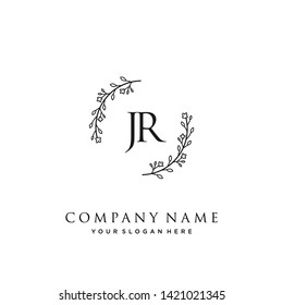 initials letter JR handwriting logo vector template