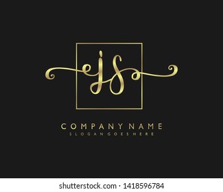initials letter JS handwriting logo vector template