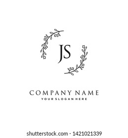 initials letter JS handwriting logo vector template
