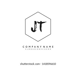 initials letter JT handwriting logo vector template