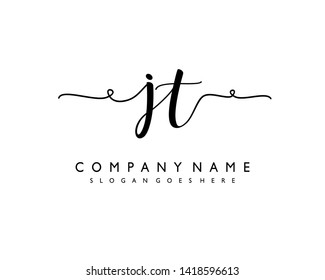initials letter JT handwriting logo vector template