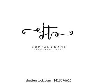 initials letter JT handwriting logo vector template