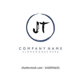 initials letter JT handwriting logo vector template