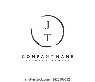 initials letter JT handwriting logo vector template