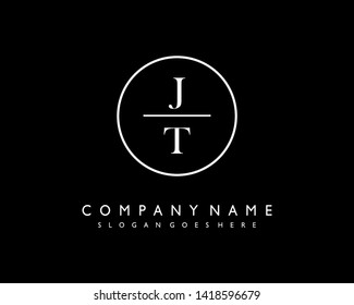 initials letter JT handwriting logo vector template