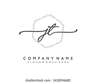 initials letter JT handwriting logo vector template