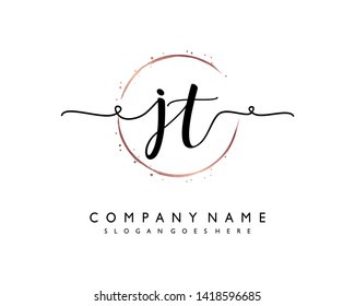 initials letter JT handwriting logo vector template