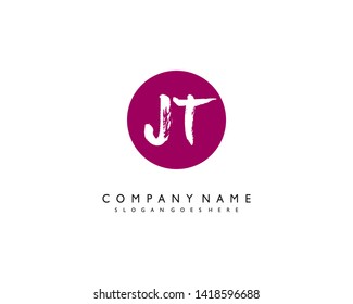 initials letter JT handwriting logo vector template