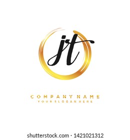 initials letter JT handwriting logo vector template