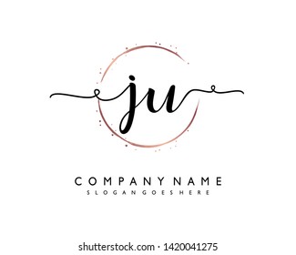 initials letter JU handwriting logo vector template