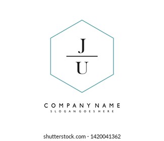 initials letter JU handwriting logo vector template