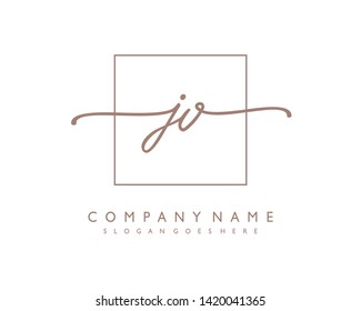 initials letter JU handwriting logo vector template