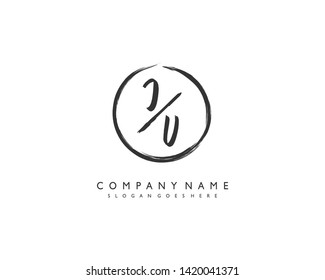 initials letter JU handwriting logo vector template
