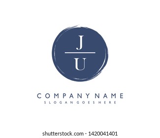 initials letter JU handwriting logo vector template