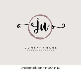 initials letter JU handwriting logo vector template