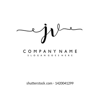 initials letter JV handwriting logo vector template