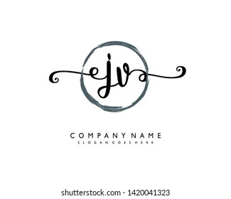 initials letter JV handwriting logo vector template