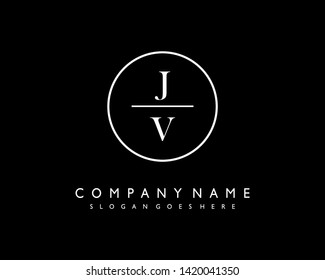 initials letter JV handwriting logo vector template