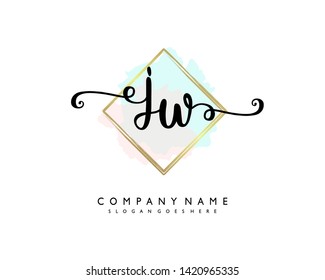 initials letter JW handwriting logo vector template