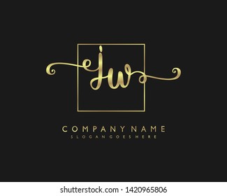 initials letter JW handwriting logo vector template