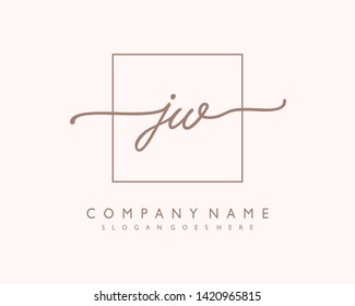 initials letter JW handwriting logo vector template