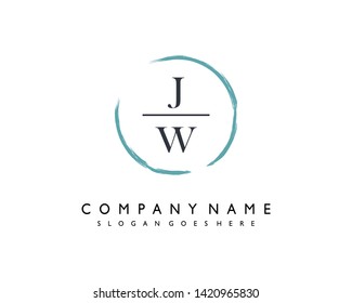 initials letter JW handwriting logo vector template