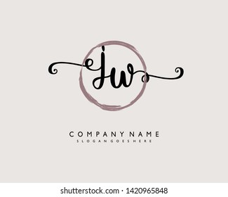 initials letter JW handwriting logo vector template