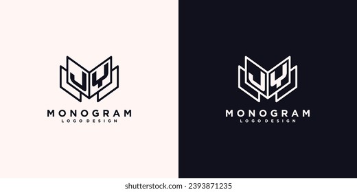 Initials letter JY book study monogram icon line art design vector illustration
