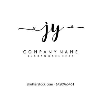 initials letter JY handwriting logo vector template