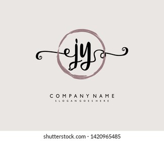initials letter JY handwriting logo vector template
