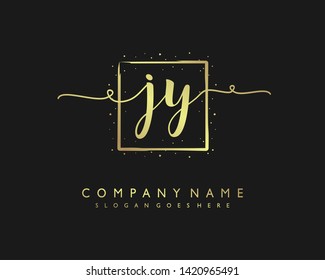 initials letter JY handwriting logo vector template