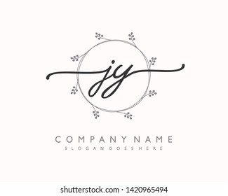 initials letter JY handwriting logo vector template