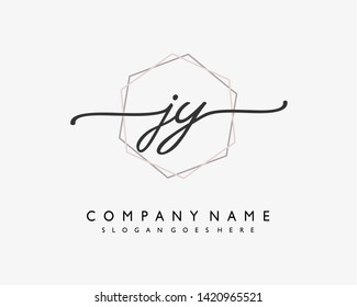 initials letter JY handwriting logo vector template