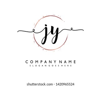 initials letter JY handwriting logo vector template